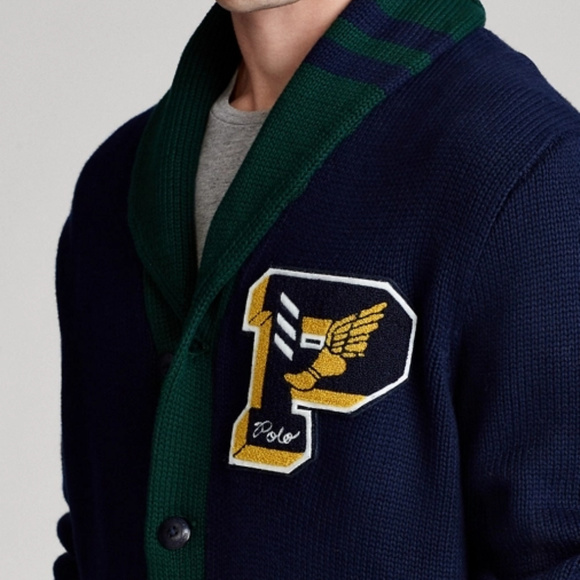 NWT POLO BY RALPH LAUREN COTTON LETTERMAN CARDIGAN - Picture 3 of 3